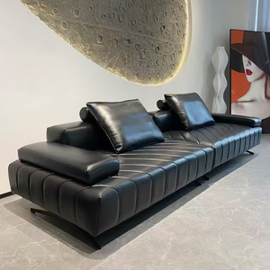 Muebles modernos para sala de estar Cómodo sofá de piel sintética de 3 plazas Sofá de cuero rojo para la venta - Product Image 2