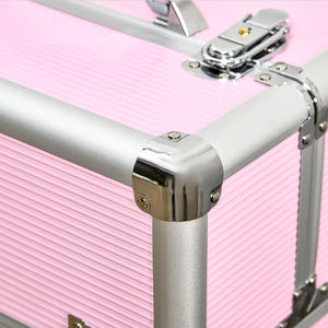 Valise de maquillage <span class=keywords><strong>Lcuky</strong></span> en aluminium brillant, fabriquée en Chine, avec fermeture ouverte, élégante, pour cosmétiques, avec roulettes - Product Image 5