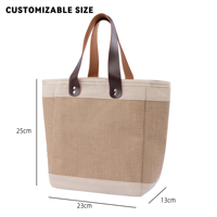 Sac fourre-tout en toile de jute avec logo personnalisé, sac de shopping réutilisable, sac à main avec poignée, grande capacité, sac de plage, sac d'épicerie