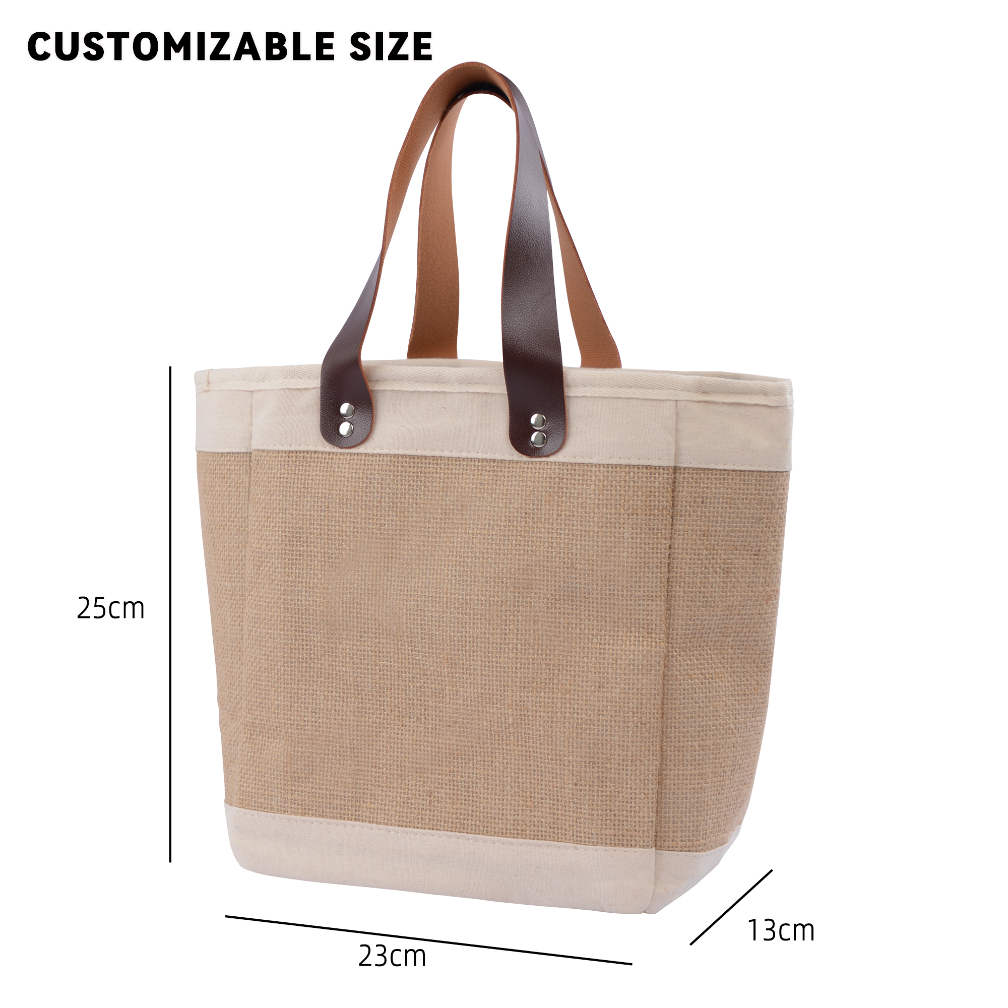 Jute Canvas Tote Bag Reusable Shopping Handbag
