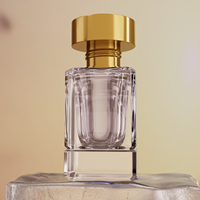 Flacons pompe carrés en verre transparent LANCAI 30/50 ml avec bouchon en bois, finition mate et sérigraphie givrée
