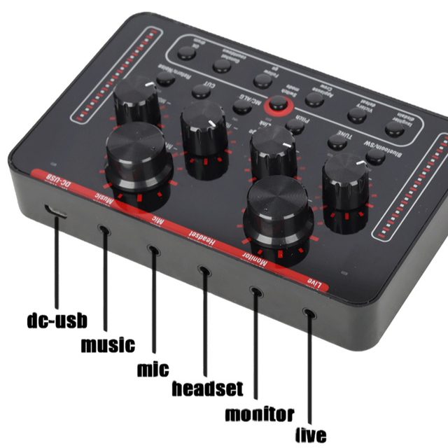Professional USB Internal Audio Interface Live Studio Recording 2-Channel V8 Sound Card Condenser Mic 2.4G BT Wireless CSL Brand