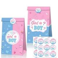 12 Stks/set Geslacht Onthullen Baby Shower Jongen Meisje Roze Blauw Papier Gift Papieren Zak Doos Partij Decoratie Met Sticker Set levert