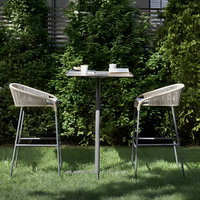 Endüstriyel Tarz Veranda Bahçe Mobilyaları Sandalyeleri Modern Yemek Rattan Hasır Metal Örgülü Dış Mekan Bar Taburesi