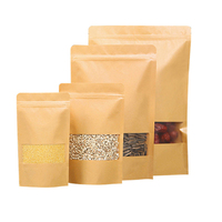Emballage alimentaire écologique en papier kraft de style classique, sachet doypack brun mat avec fenêtre, résistant à l'humidité, pour aliments pour bébés, café, noix