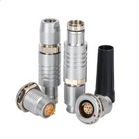 Conector de Aviación Circular Multifilar Serie F, Chapado en Oro, Latón, Macho/Hembra, IP68, Autoblocante de Empuje y Tracción