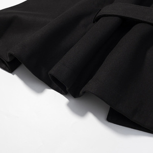 Veste courte en laine mélangée personnalisée pour femmes, col montant, manches évasées, ceinture, taille ajustée, <span class=keywords><strong>manteau</strong></span> sur mesure, veste décontractée ample vintage OEM - Product Image 6