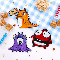 Parches bordados de monstruos con certificación CE, termoadhesivos, de un ojo, de dinosaurio, sin coser, para sudaderas, mochilas y decoración DIY