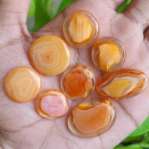 Lote de Cabujones de Ágata con Banda Naranja 152CT 8PCS Gemas para Fabricación de Joyas Mayorista Exportador India - Product Image 4