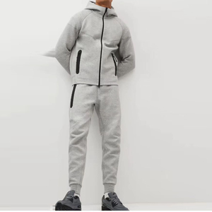 2026 Fashion Luxury Cotton Tech Fleece Men <strong>Tracksuit</strong> 2pcs Pocket Zip Style New Men Top and Pant Casual Boy Jogger Sweatsuit - Product Image 3