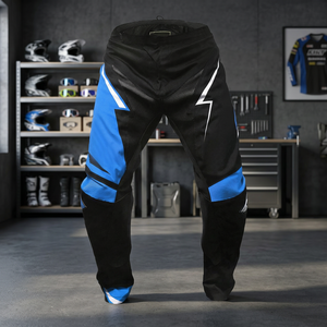 Pantalon de moto sans manches pour homme, noir et bleu, à blocs de couleur, séchage rapide, imprimé numérique, toutes saisons, vêtements de course - Product Image 6