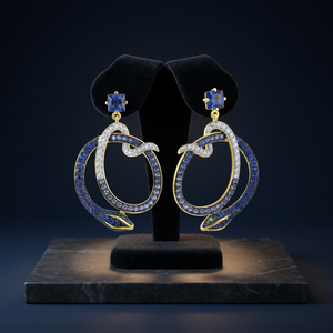 Pendientes Colgantes de Serpiente Azul con Circonita, Plata de Ley 925, Diseño Vintage de Última Tendencia, Unisex, Regalo de Lujo - Product Image 2