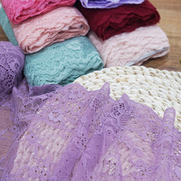 Tissu en dentelle jacquard extensible et écologique, 18 cm, avec bordure florale brodée en élasthanne pour lingerie de filles et textiles de maison