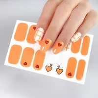 Nail Stickers Cute Orange Nail Strips Nail Stickers DIY Self- Adhesive Adorable Style Nail Polish Wraps Private Label