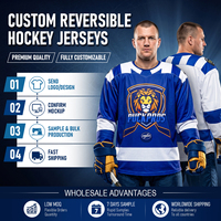 Ensemble de hockey sur glace réversible bleu sublimé 100% polyester respirant pour jeunes et adultes, vente en gros sans minimum