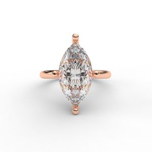 Classic Marquise Shape Lab Grown <b>Diamond</b> <b>Ring</b> Plain Band 18kt Rose Gold - Product Image 1