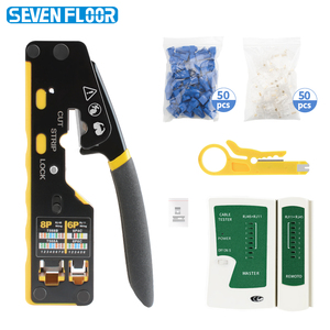 7in1 Network <strong>Toolkit</strong> with 8P6P Straight-through Crimping Tool Cable Tester Cutters Pliers Wire Stripper CAT6 Connector Sheath - Product Image 1