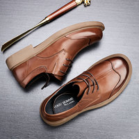 Chaussures pour hommes à semelle souple Printemps-Été-Automne, style bout fermé, ventilation améliorée, polyvalentes, en cuir de vachette première couche, à lacets