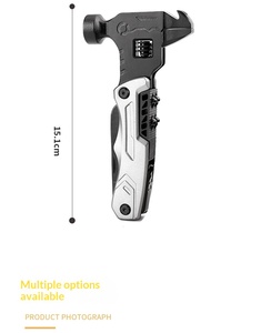 Outil multifonction pliable en acier inoxydable avec logo personnalisé OEM, marteau, pinces, 18 en 1, pour le camping en plein air, la survie, les situations d'urgence - Product Image 2