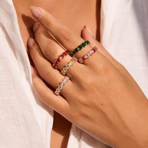 Vintage Minimalist 18K Gold Plated Stainless Steel Round Rectangle Heart TearDrop Zircon <b>Stack</b> <b>Rings</b> for Wedding Engagement - Product Image 6