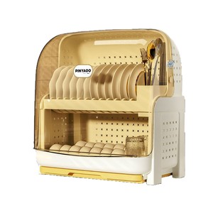Pinyaoo Dish Rack With Flip Top Lid Dustproof Countertop Storage For Kitchen Drying Plates And Utensils - Product Image 2