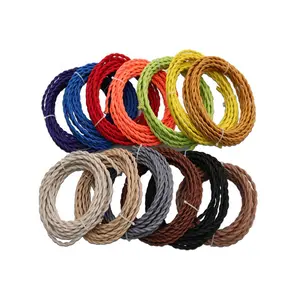 Offre Spéciale 0.75*2 Core Vintage fil électrique câble torsadé rétro tressé tissu fil coloré Vintage pendentif lampe fil câble