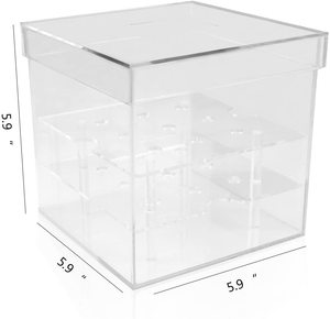 Caja transparente de acrílico con 9 agujeros para flores, soporte para el agua, maceta para flores de boda, caja de regalo