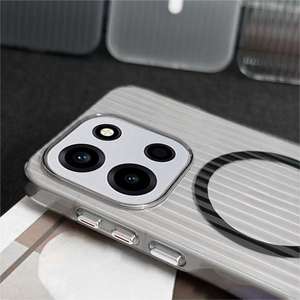 Funda para teléfono OnePlus Turbo6, con rejilla corrugada, magnética, transparente, ultrafina, de cobertura total y anticaídas. - Product Image 1