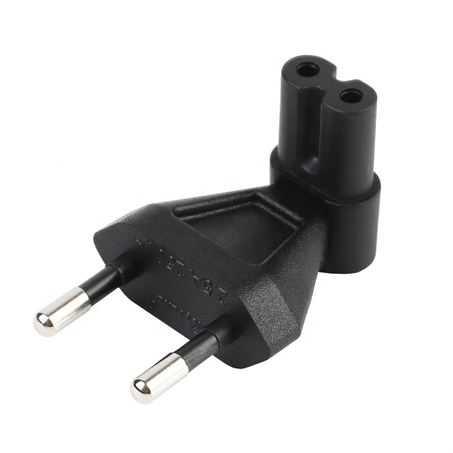European Two Round Foot Rotary Adapter EU Male Plug to C7 Female Socket Converter 2.5A 250V Made of Durable Copper