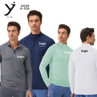 Sweat-shirt de sport réfléchissant à demi-zip pour homme, séchage rapide, col montant, idéal pour la course et l'entraînement en salle de sport