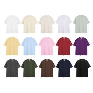 Camiseta de algodón 100% para hombre, 260GSM, teñida en color sólido, con logo personalizado, informal, lisa, oversize, para verano, al por mayor - Product Image 3