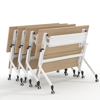 Table de formation et bureau moderne en bois LIWEI avec design pliable, étagère de rangement en acier et roulettes pour une utilisation commerciale durable
