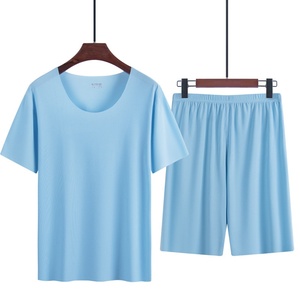 Pigiama in Seta Ghiaccio da <span class=keywords><strong>Uomo</strong></span> all'Ingrosso, Completo Estivo in Modal Senza Cuciture con Collo Tondo, Maniche Corte e Pantaloncini - Product Image 5