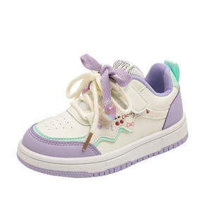 Nouvelles baskets décontractées pour filles et garçons, modèle 2025, en similicuir respirant rose/violet à semelle souple, idéales pour le printemps et l'automne. - Product Image 1