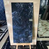 Carrelage en porcelaine brillant pleine masse Blaze Build 600x1200mm 9mm d'épaisseur, motif ciel nocturne bleu veiné, garantie 5 ans pour mur décoratif moderne