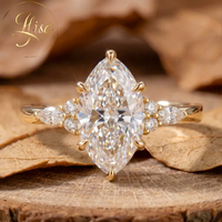 Bague de fiançailles en diamant de laboratoire CVD HPHT sur mesure, forme marquise, classique, certifiée IGI, diamant de laboratoire VVS D, bague pour femme en or 18 carats, bijoux