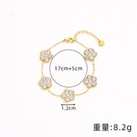 Pulsera de Zirconia con Diseño de Trébol de Cinco Hojas y Mariposa, de Acero Inoxidable, de Alta Gama, para Mujer, Resistente a la Decoloración, Estilo Lujoso y Ligero, ODM