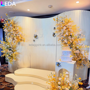 อุปกรณ์ตกแต่งงานปาร์ตี้ LEDA ฉากหลังสีขาวขนาดใหญ่ ลายเส้นแนวตั้งโค้งเว้า สำหรับงานแต่งงาน - Product Image 2