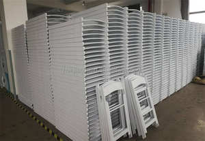 Ağır hafif dayanıklı istiflenebilir katlanabilir taşınabilir ziyafet parti için HDPE beyaz plastik reçine katlanır sandalyeler olaylar - Product Image 4