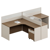 Bureau contemporain en bois pour le personnel Bureau d'ordinateur moderne avec écran de démarrage Table de confidentialité Poste de travail Panneau style bois