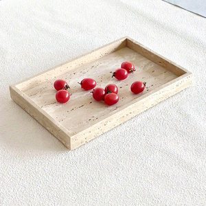 Bandeja Rectangular de Piedra Natural para Servir, Bandeja Decorativa para el Hogar con Bordes Elevados, Elegante Organizador de Mesa, Bandeja de Vanidad - Product Image 1