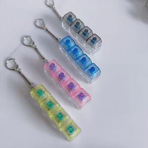 Porte-clés clavier mécanique transparent et coloré 1/2/3/4 touches, avec interrupteur à bouton-poussoir et lumière LED, jouet anti-stress - Product Image 4