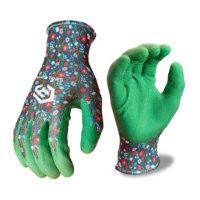 Gants de jardinage verts CY Super Grip antidérapants en mousse de latex 13G respirants à imprimé floral, certifiés CE/EN388, résistants à l'abrasion