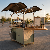 Chariot à boissons mobile personnalisé entièrement fermé et verrouillable, kiosque extérieur pour jus et café avec roues pour les stands de vente de nourriture de rue