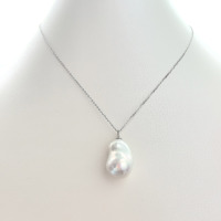 Pendentif en perle d'eau douce baroque de 12-15 mm, argent, deux couleurs disponibles, grand design de bélière, compatible avec toutes les chaînes de collier
