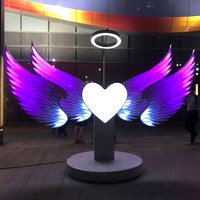 Lumières de sculpture interactives à détection LED personnalisées en forme d'ailes d'ange, indice de protection IP65, 111-240V, en fer, acrylique et verre, à intensité variable, or/blanc/gris