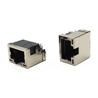 Connecteur Ethernet RJ45 modulaire blindé à angle droit, jack PCB DIP décalé 4,2 mm Cat5e STP 8p8c, contacts en bronze phosphoreux plaqué or
