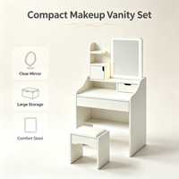 Coiffeuse de chambre tout-en-un avec rangement, moderne et simple, pour petits espaces, avec panneau MDF, ensemble de chambre