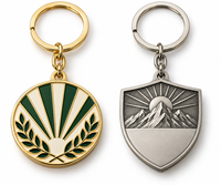 Porte-clés en alliage de zinc de qualité supérieure, motif soleil éclatant, emblème montagne, logo personnalisé, vente en gros, fabricant OEM, porte-clés métallique