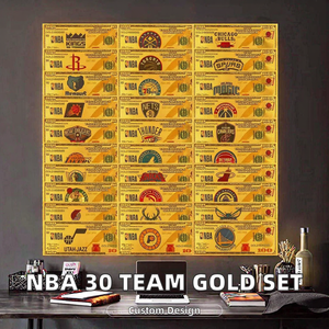Ensemble de billets de banque en plastique à feuille d'or des 30 équipes de la <span class=keywords><strong>NBA</strong></span>, style 100 dollars, rectangulaires, personnalisables, objets de collection pour la rentrée scolaire - Product Image 2
